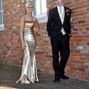 Stephen Yearick gold sequin dress size 0.